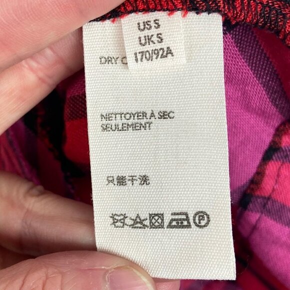 NWT Free People Pacific Dawn Plaid Shirt Drawstring Size Small Pink Red Bohemian - Picture 10 of 13